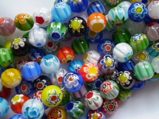 Millefiore Round Single Flower 8mm Beads